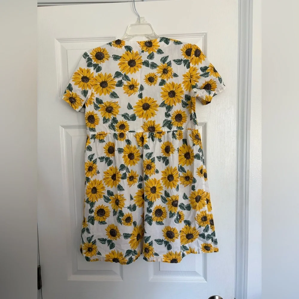 H&M DIVIDED WOMENS EMPIRE WAISTE SUNFLOWER BABYDOLL DRESS HIPPIE BOHO SIZE XS - Picture 4 of 6